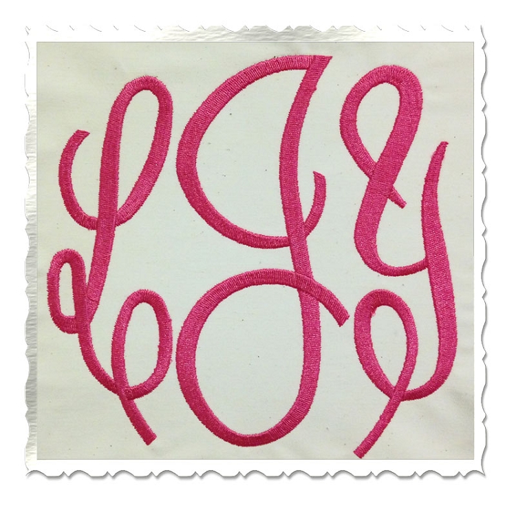 3 Letter Monogram Embroidery Fonts Large