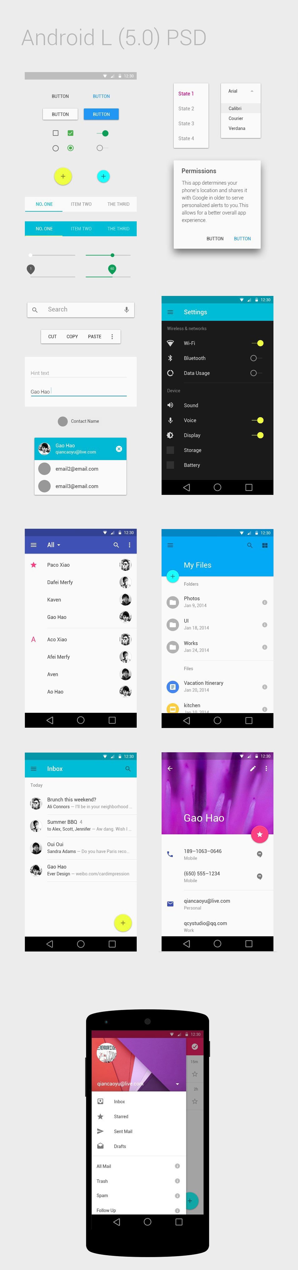 Android UI Template PSD Android UI Template PSD