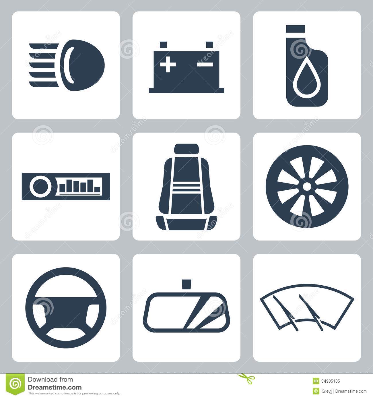 Auto Parts Vector Icons Set