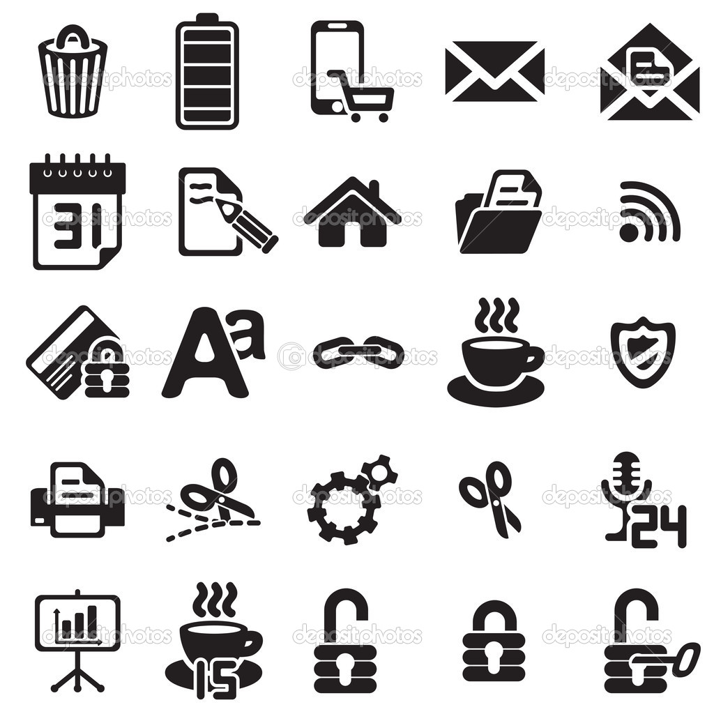 Black and White Business Icons Vector