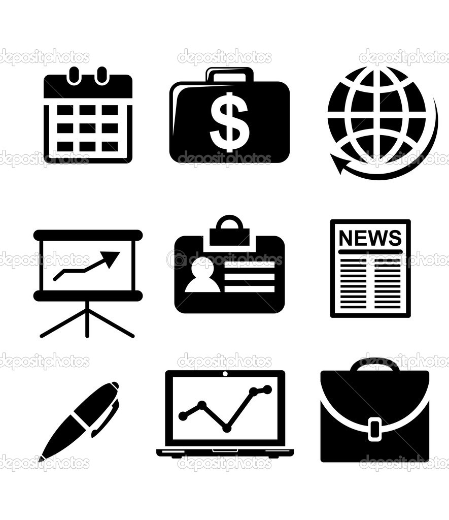 Black and White Business Icons