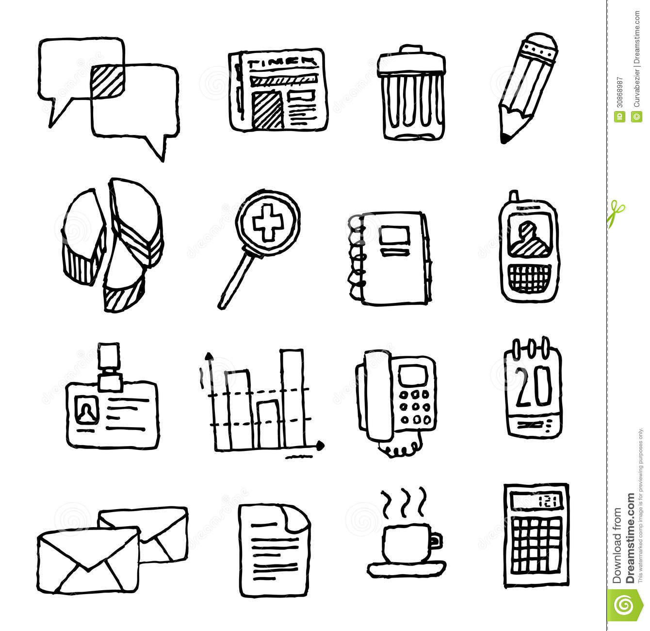 Black and White Business Office Icons Free