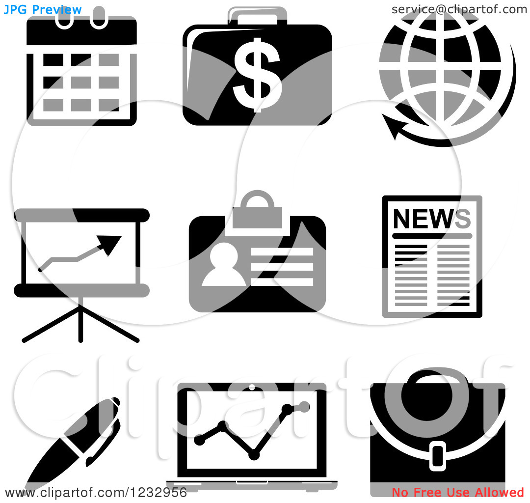 Black and White Clip Art of Business Icons