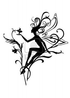 Black and White Fairy Tattoo Designs