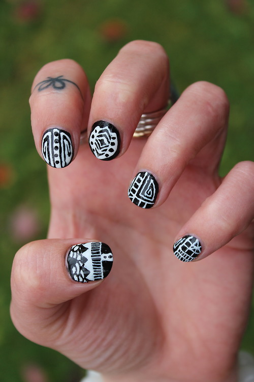 Black and White Nails Tumblr