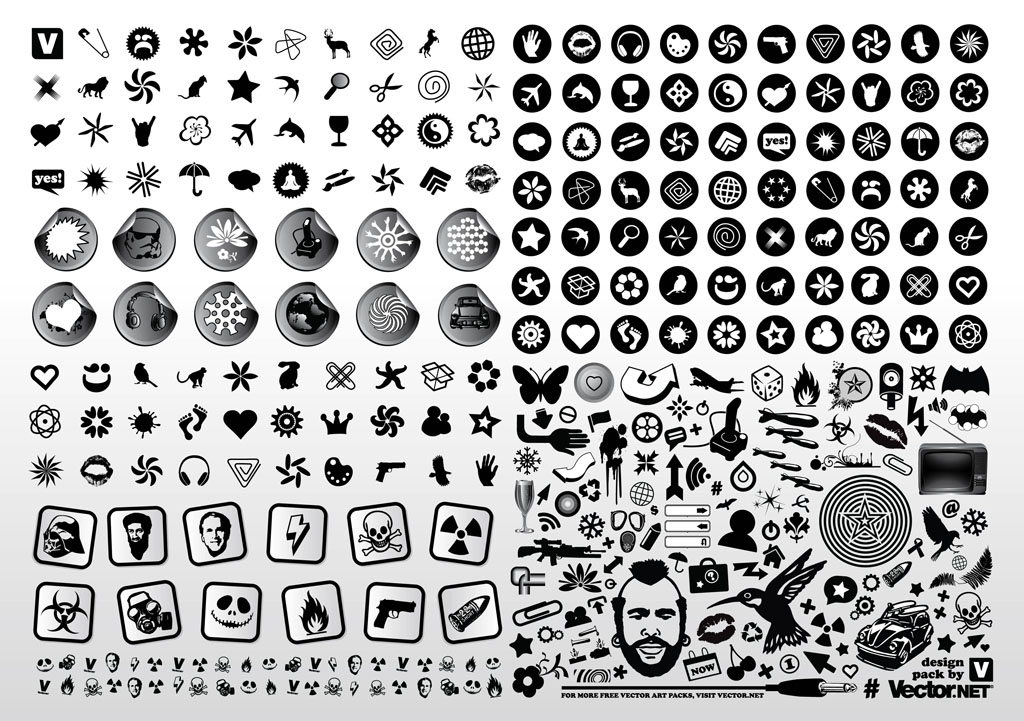 Black and White Vector Icons