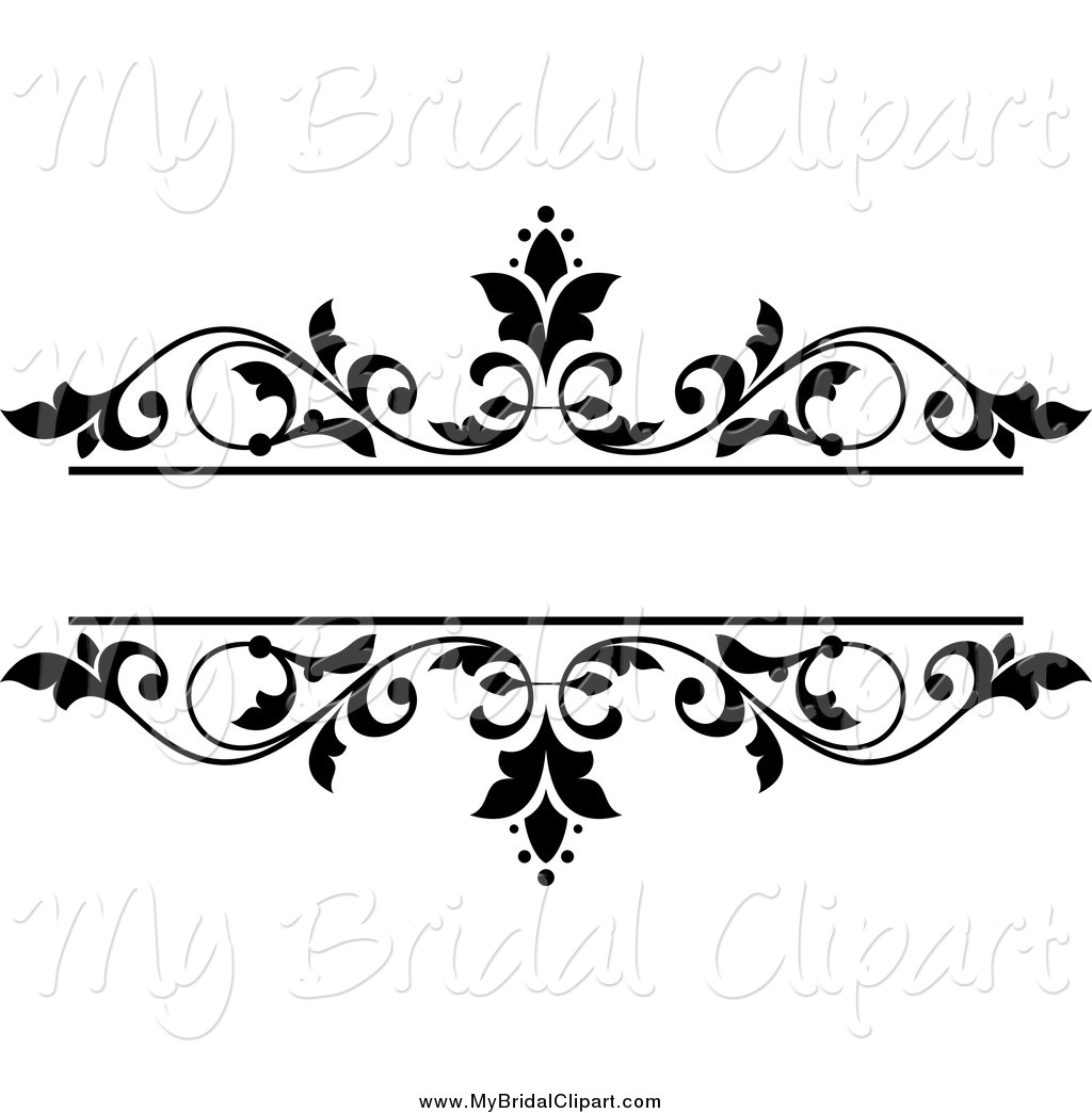 Black and White Wedding Floral Clip Art Frame of a Bridal