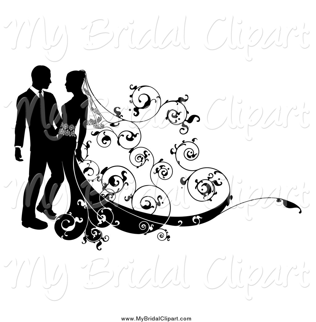 Black and White Wedding Swirl Clip Art