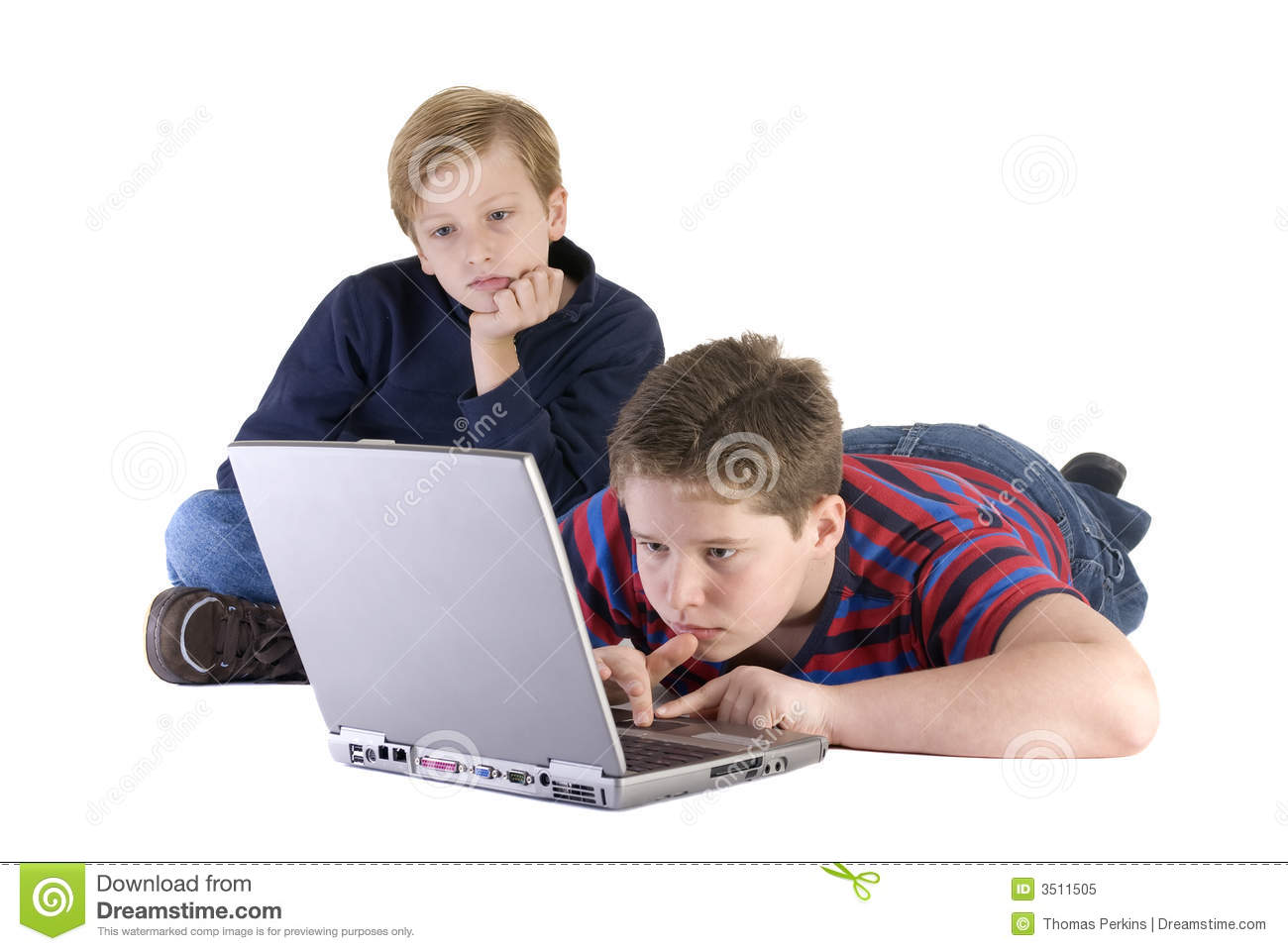 Boy Playing On Computer