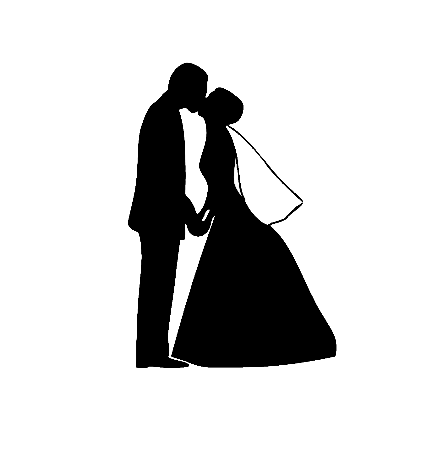 Bride and Groom Kissing Silhouette Clip Art