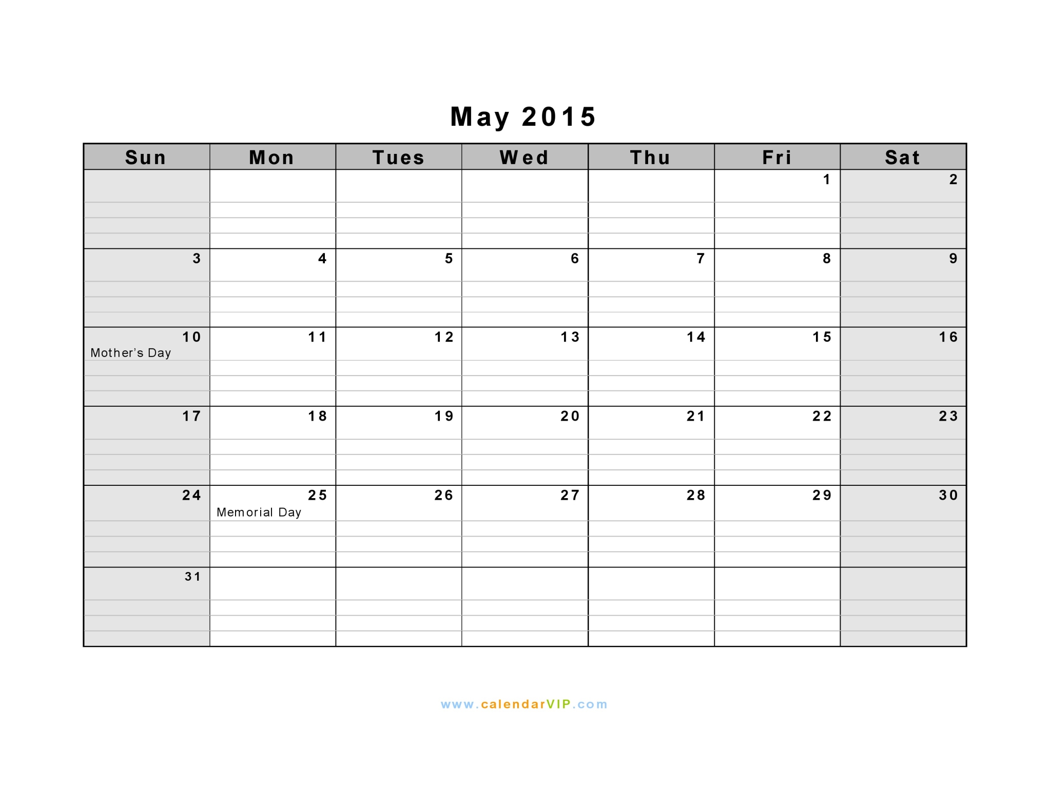 Calendar 2014 Printable with Holidays Template