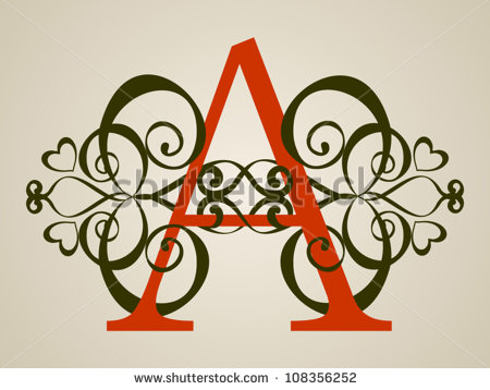 Calligraphic Vintage Letters Red
