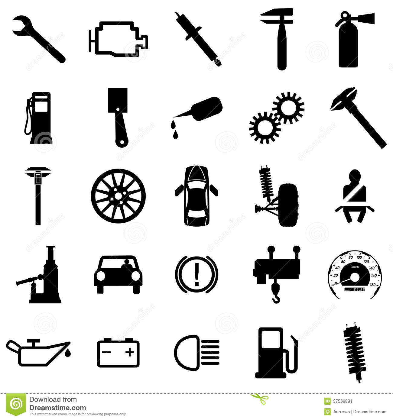 Car Automotive Symbols Icons