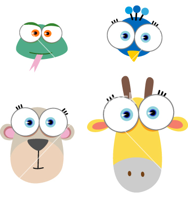 Cartoon Animals with Big Eyes