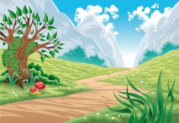 Cartoon Mountain Landscape