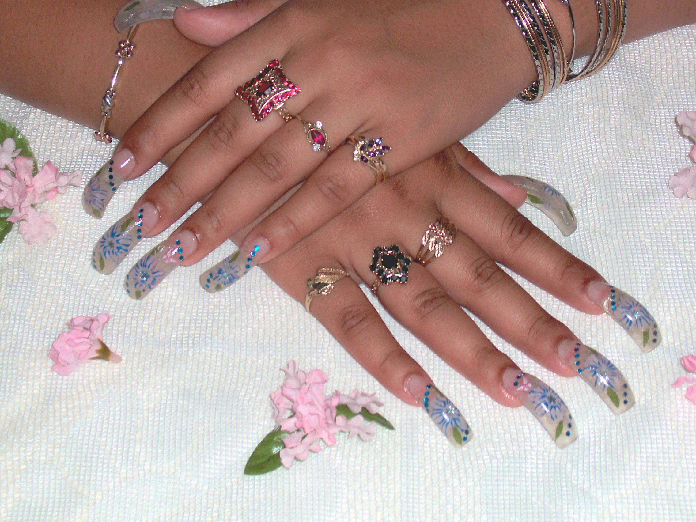 Clear Nails with Designs