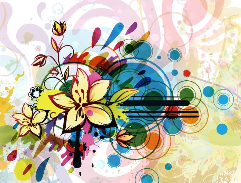 Colorful Abstract Art Flowers