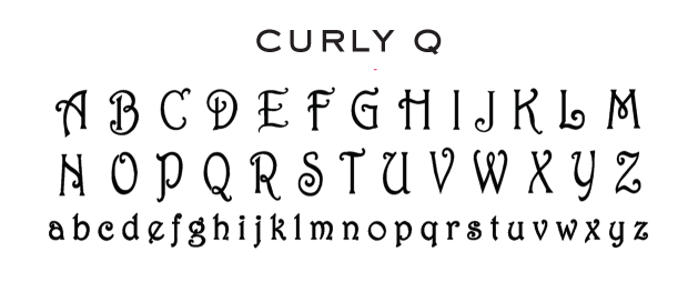 Curly Q Embroidery Font