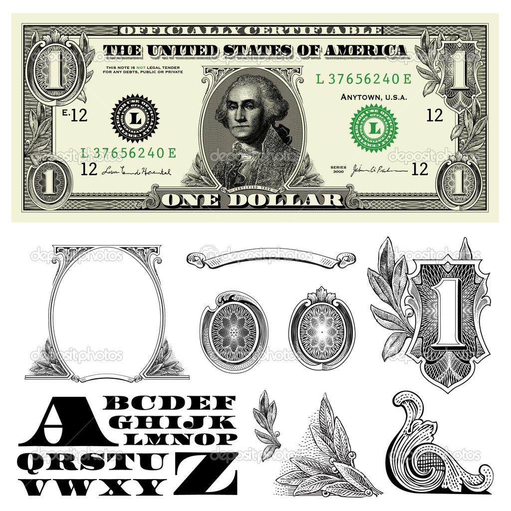 15 Dollar Bill Vector Ornaments Images