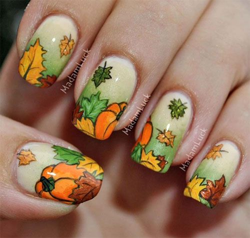 Fall Autumn Nail Art Design