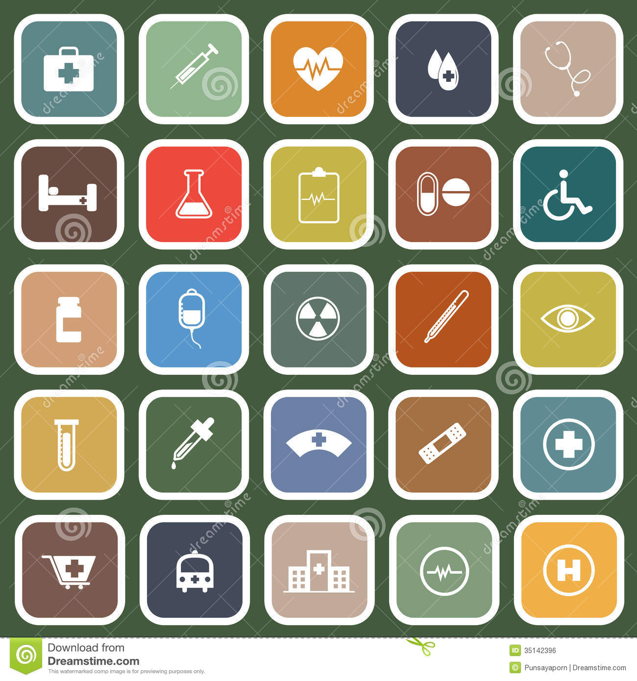 Flat Medical Icons Vector Free