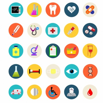 Flat Medical Icons Vector Free