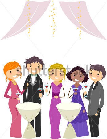Formal Dressed People at a Party Dancing Clip Art Vector