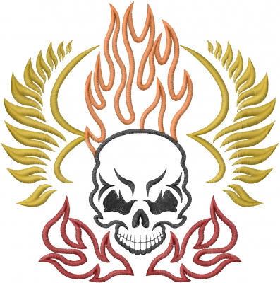 Free Skull Embroidery Designs Flames