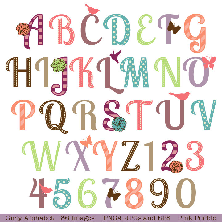 Girly Bubble Letters Alphabet