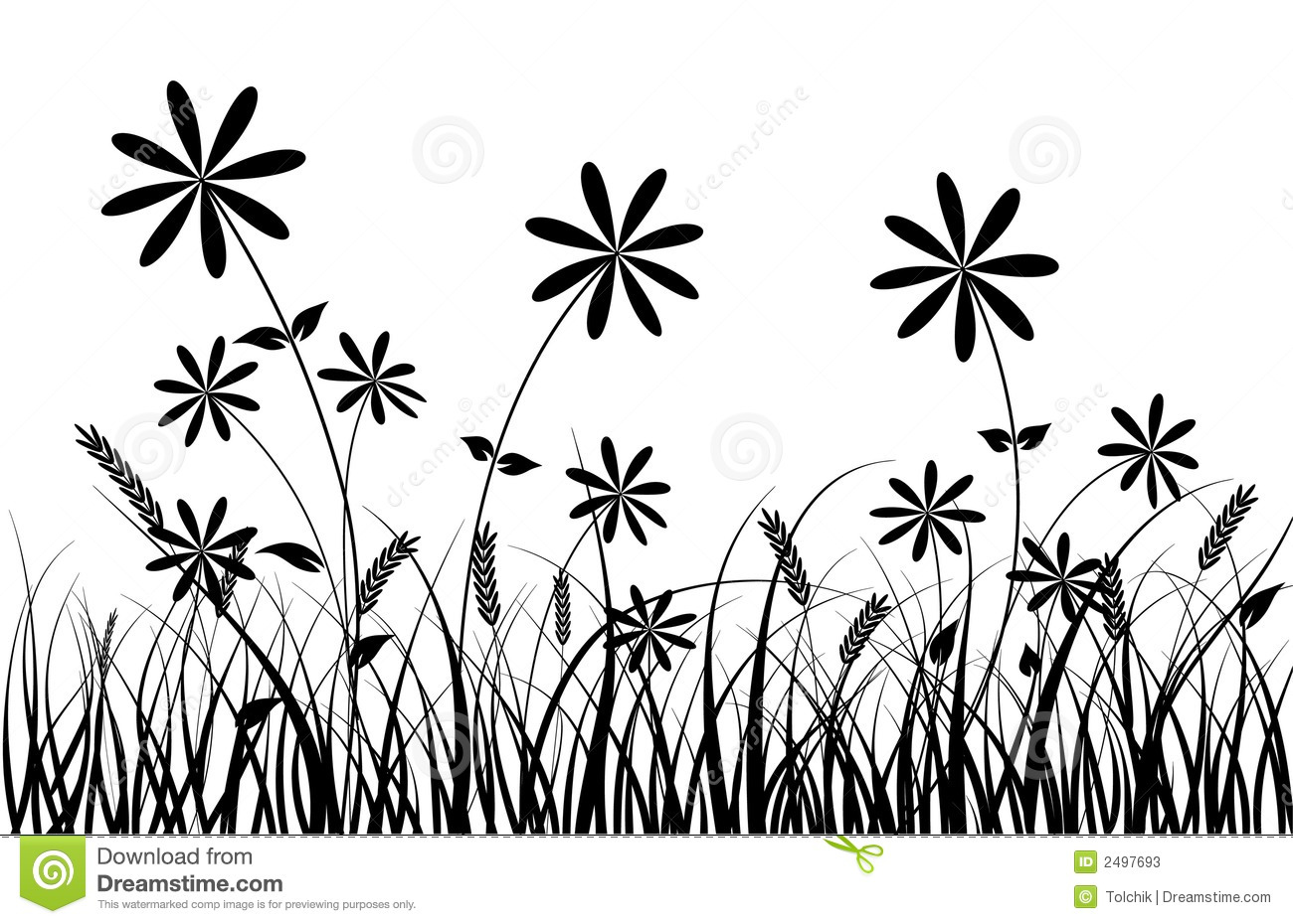 Grass and Flowers Clip Art