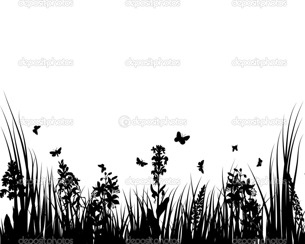 Grass Silhouette Clip Art Black and White