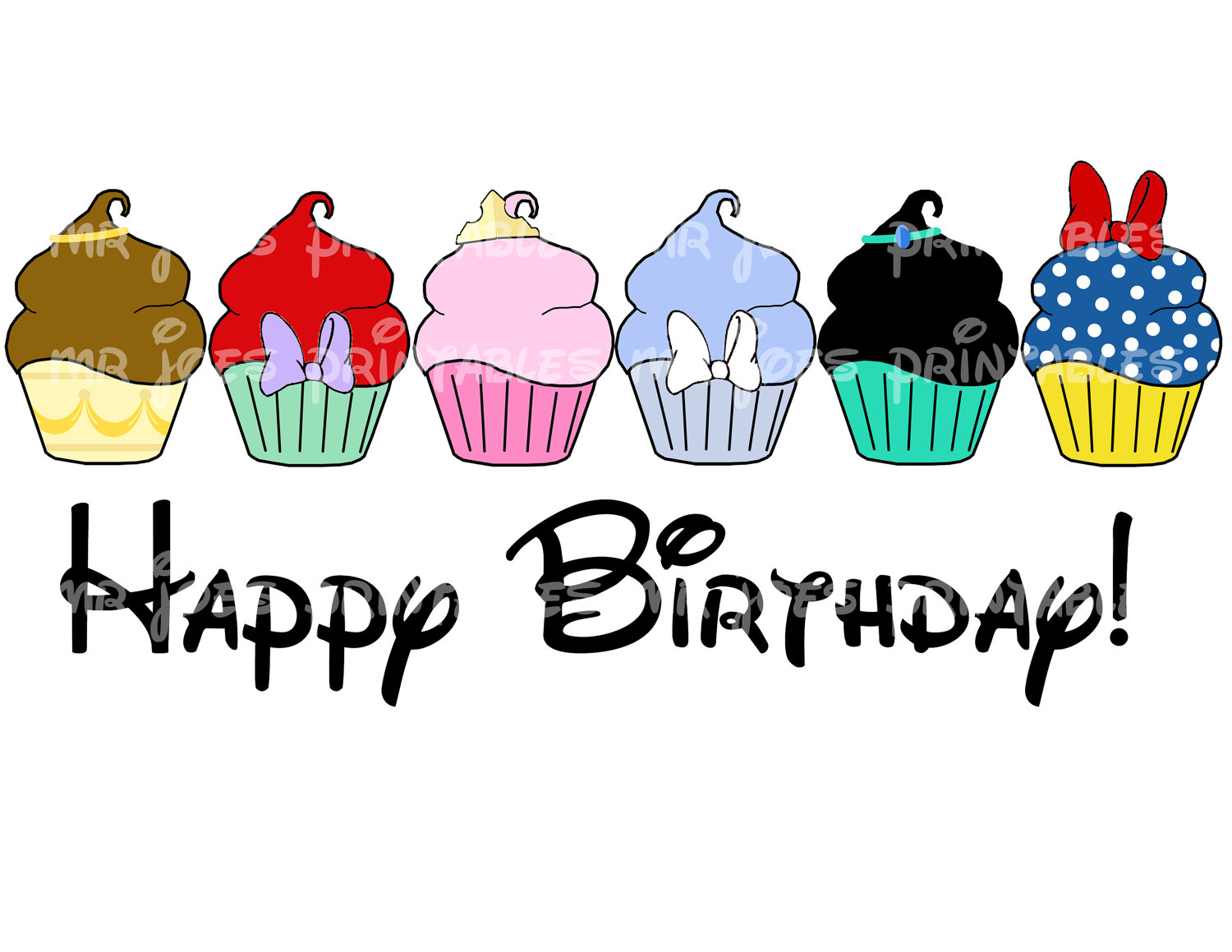 Happy Birthday Disney Cupcakes