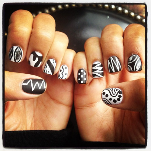 Matte Black and White Nail Designs Tumblr