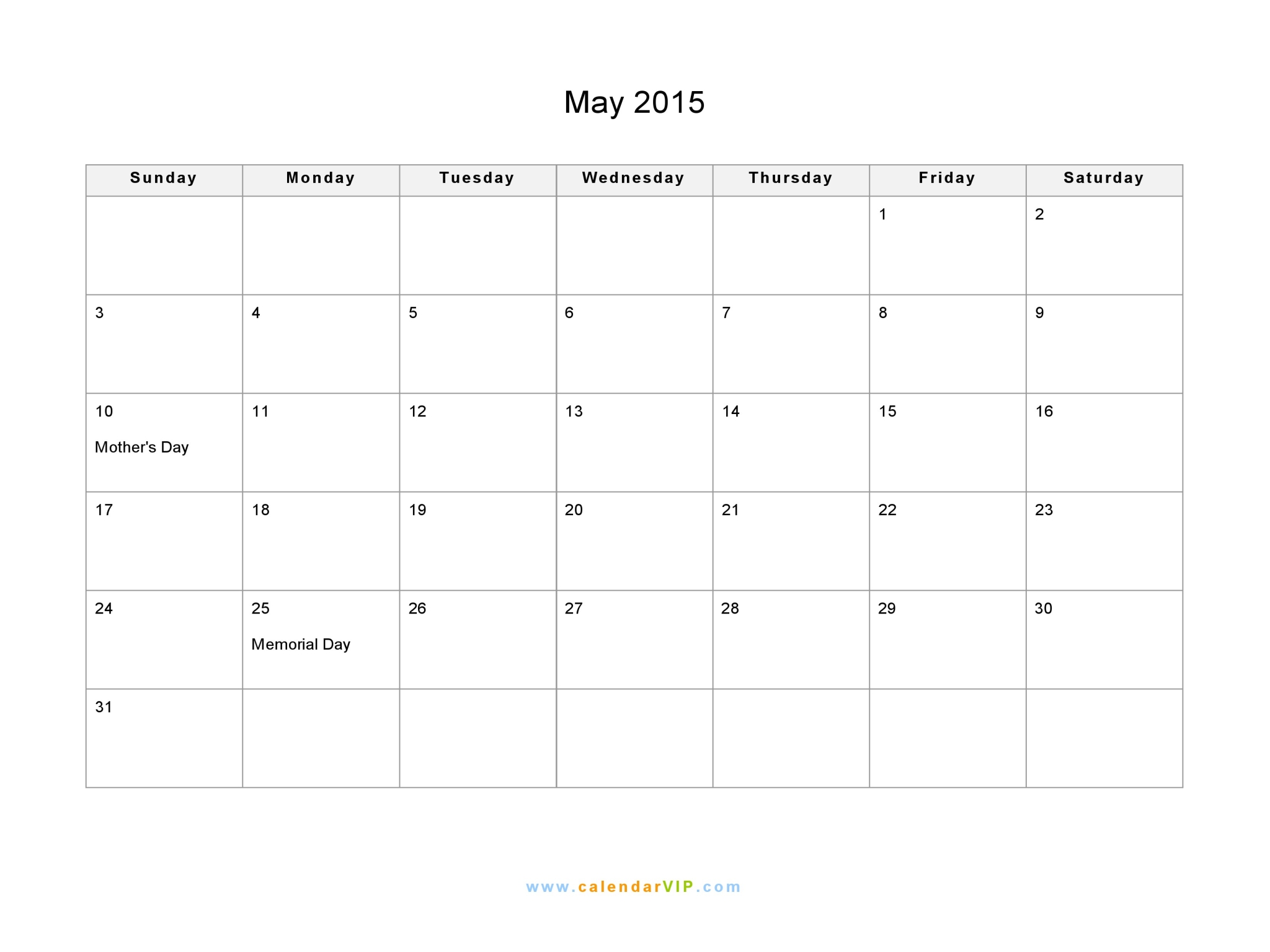 May 2015 Calendar Printable May 2015 Calendar Printable