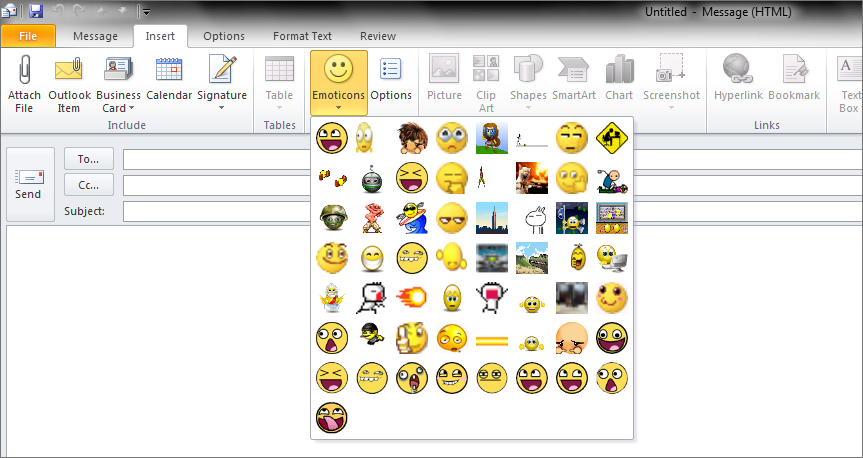 Outlook email smileys in 2007 einfügen Insert a