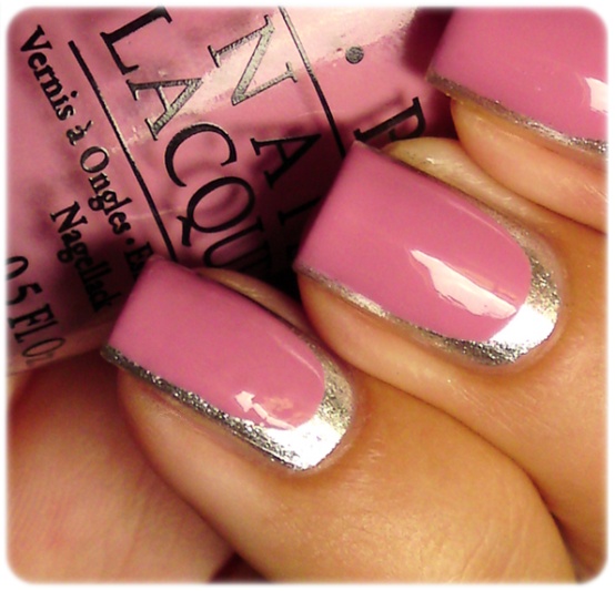 Pink and Silver Nail Design