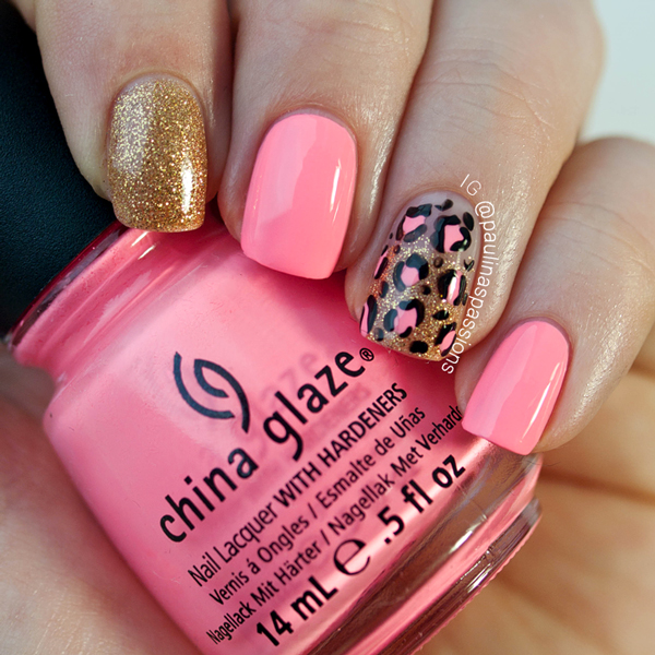 Pink Cheetah Print Nail Art