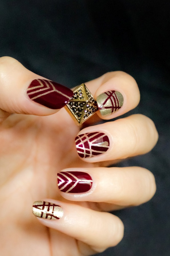 Red and Gold Nail Art Designs