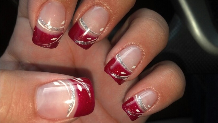 Red and Silver Glitter Nails