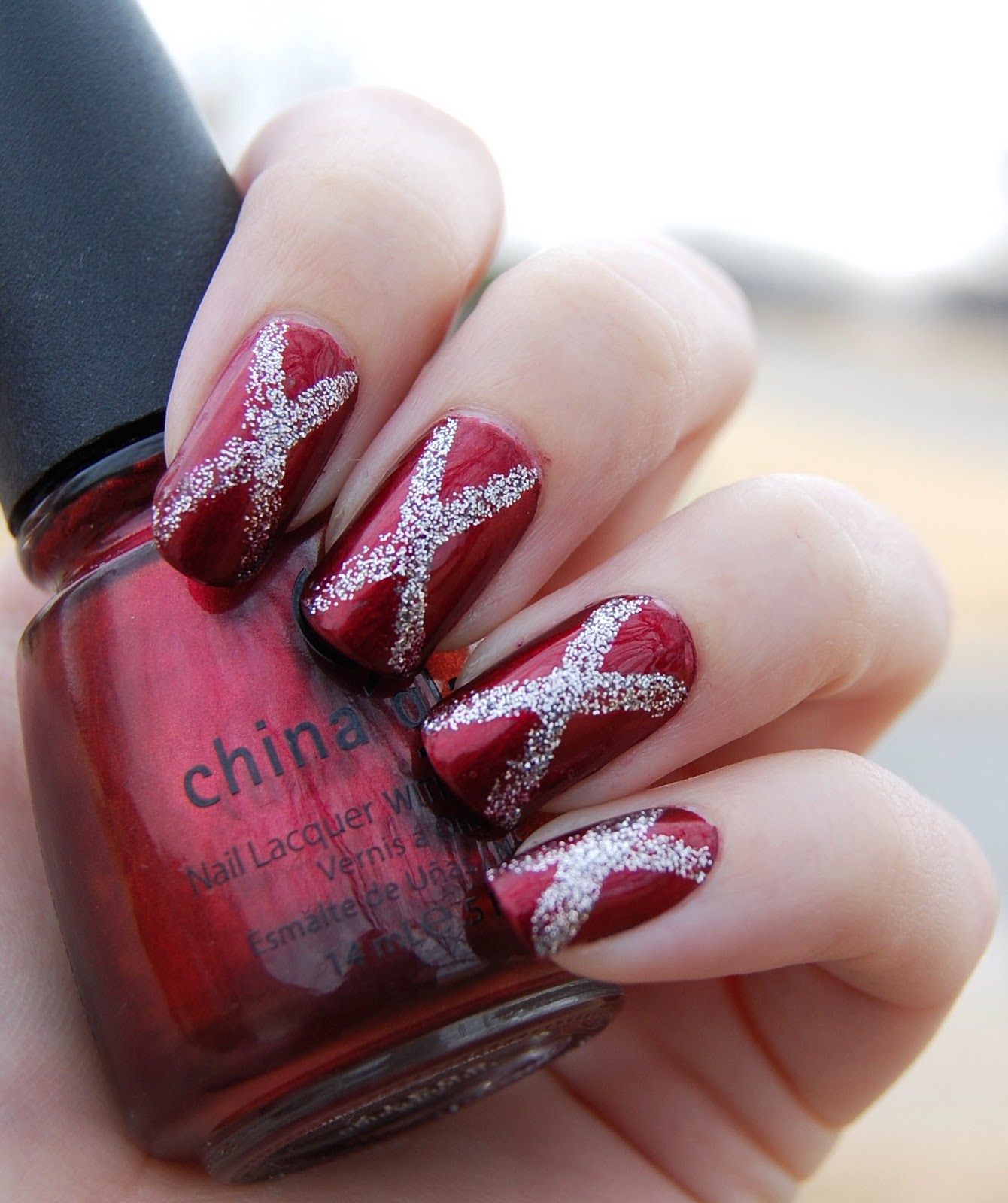 Red and Silver Nail Art