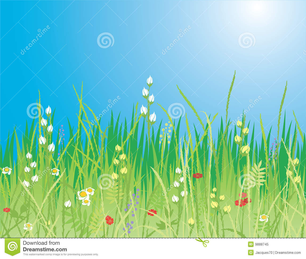Spring Flowers and Grass