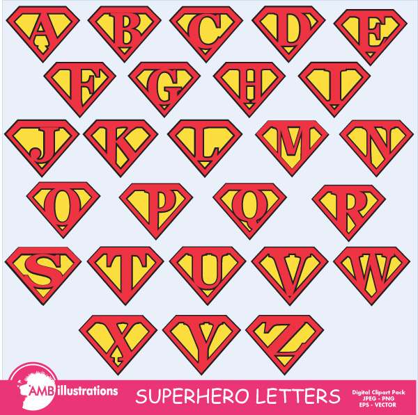 Superhero Alphabet Letters Clip Art
