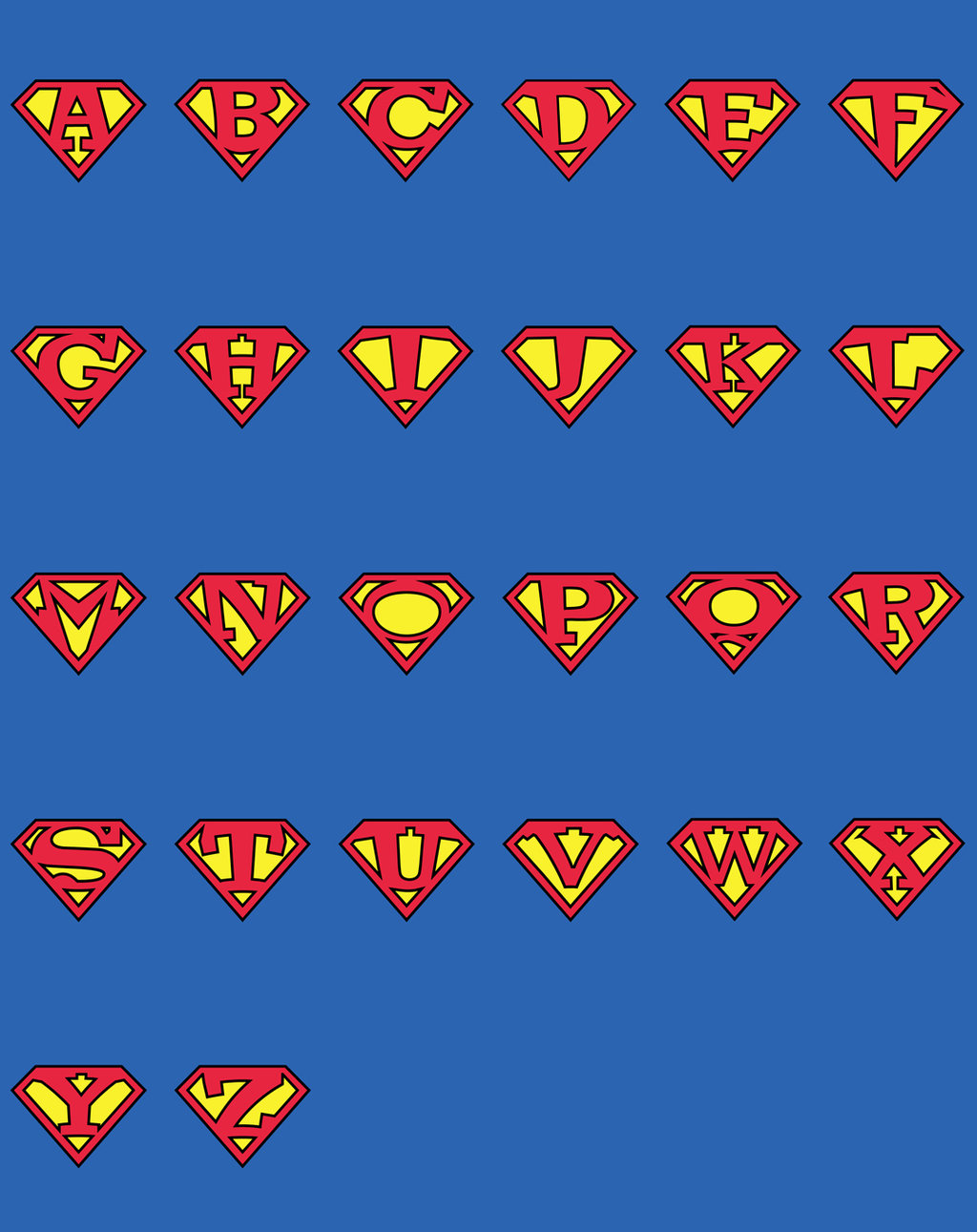 Superman Logos Alphabets Fonts