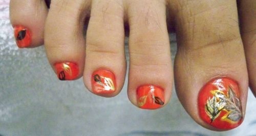 Toenail Designs Fall Leaves