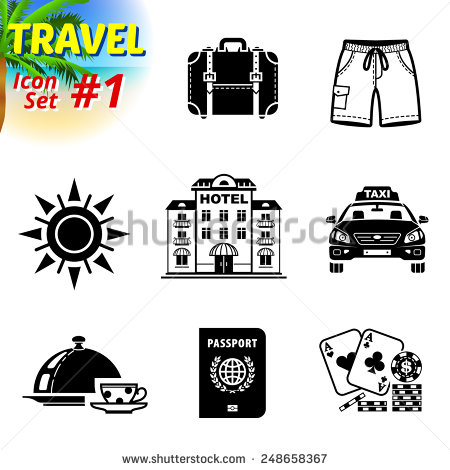 Travel Icons Black and White