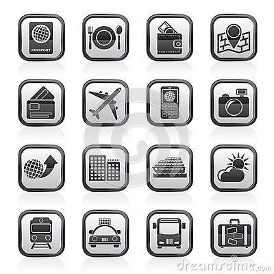 Travel Icons Black and White