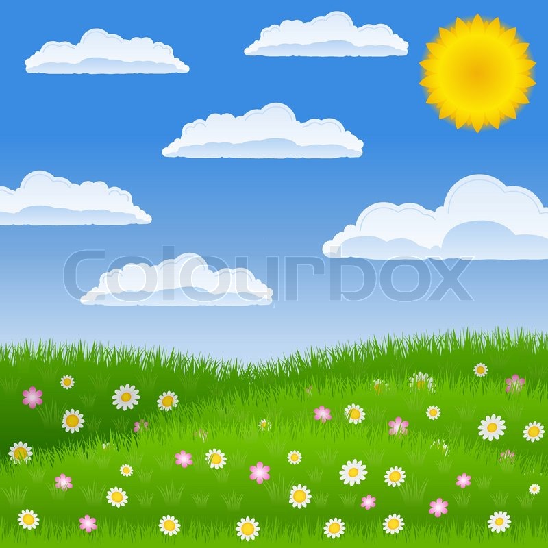 Vector Grass with Flowers