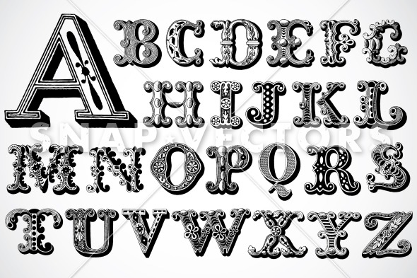 Vintage Font Alphabet Letters Vintage Font Alphabet Letters