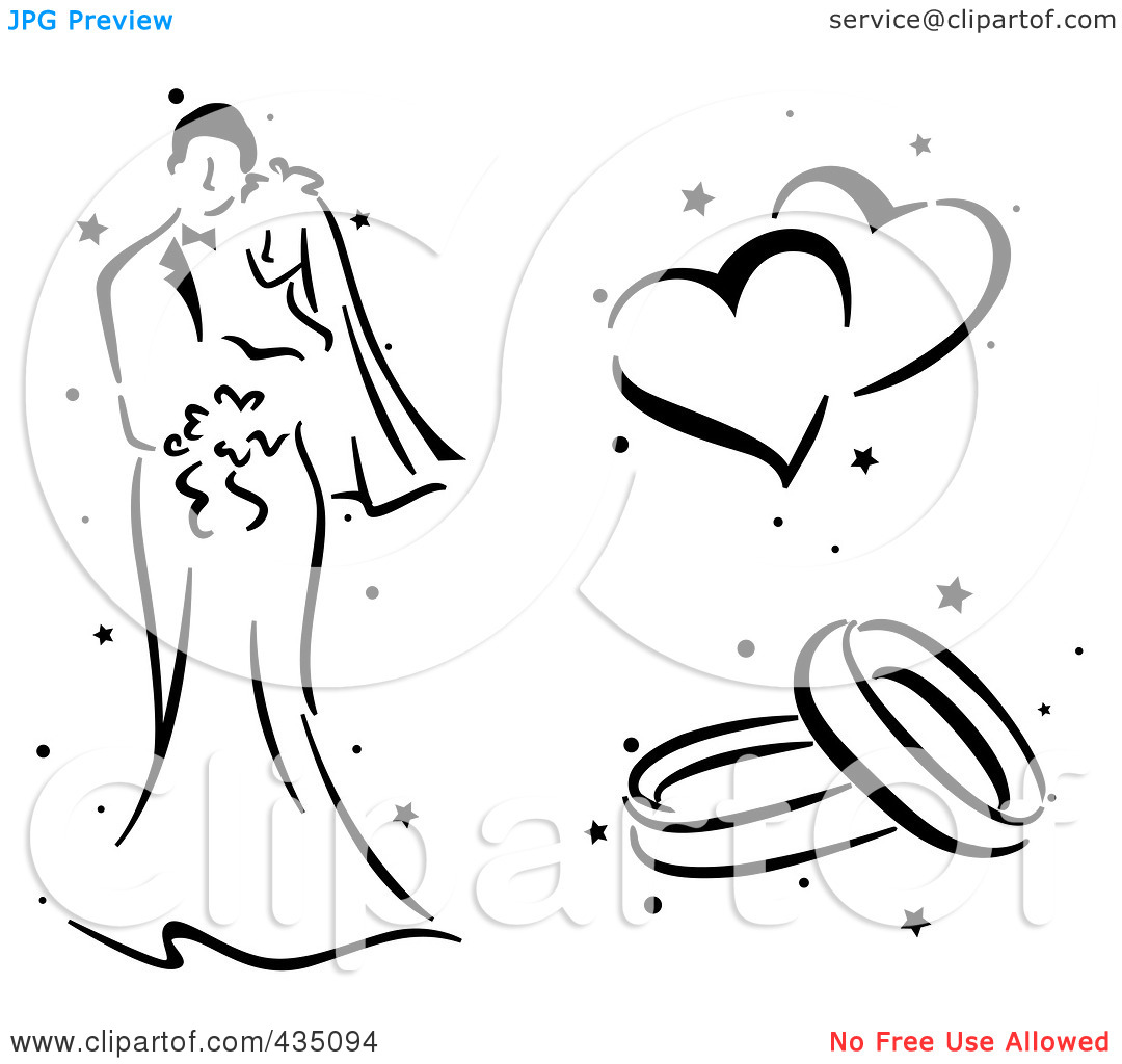 wedding rings clipart black and white