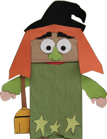 Witch Paper Bag Puppet Template